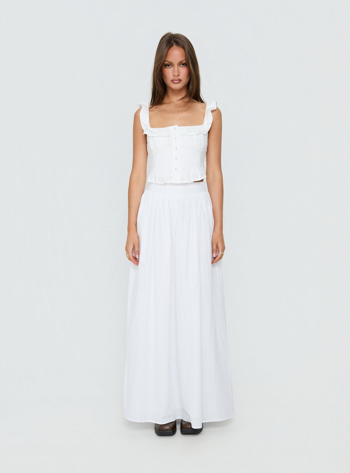 Isadoria Frill Top White