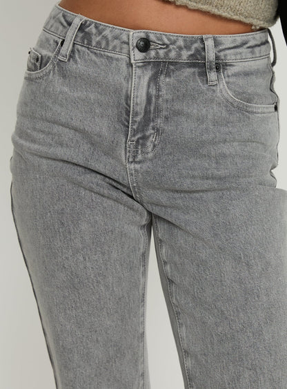 Magic Mirror Mid Rise Bootleg Jeans Washed Grey