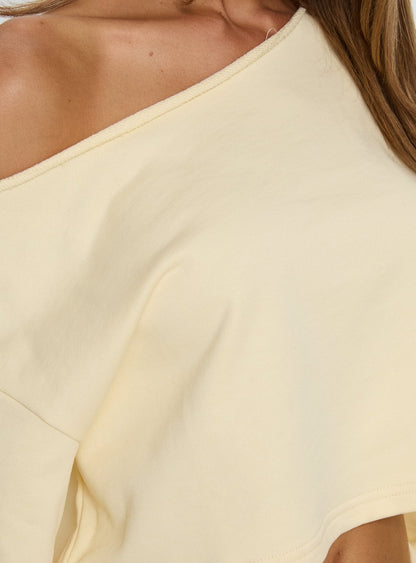 Retreat Raw Edge Off Shoulder Jumper Buttercream