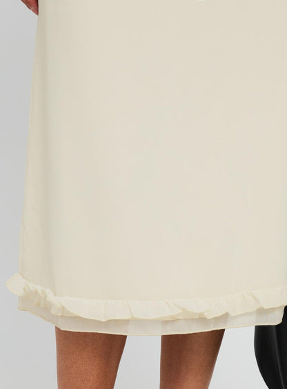 Rosette Frill Midi Skirt Cream