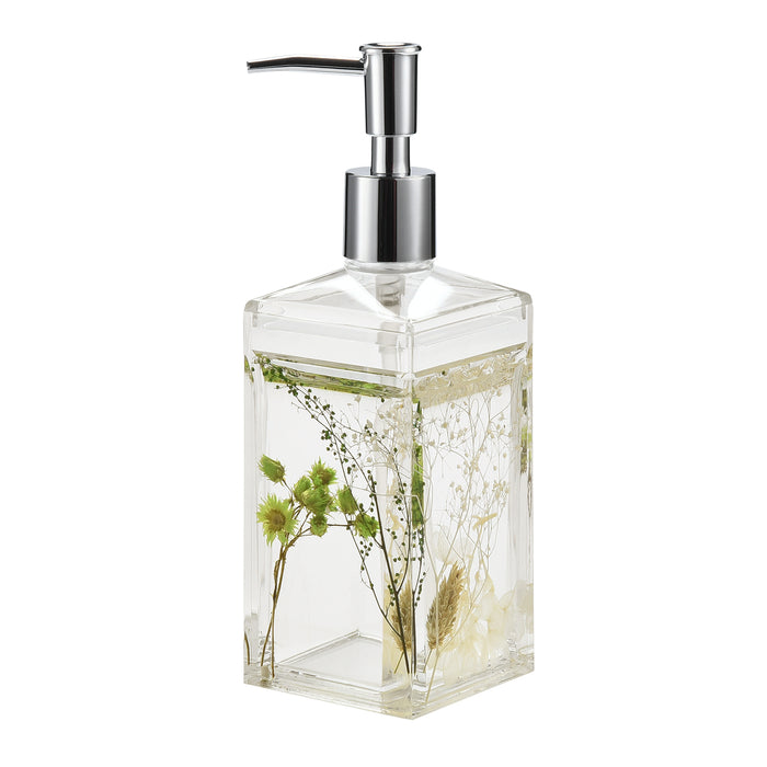 5 Piece Acrylic Liquid 3D Floating Motion Bathroom Vanity Accessory Set Green Plants