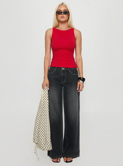 Lose Your Number High Neck Top Red