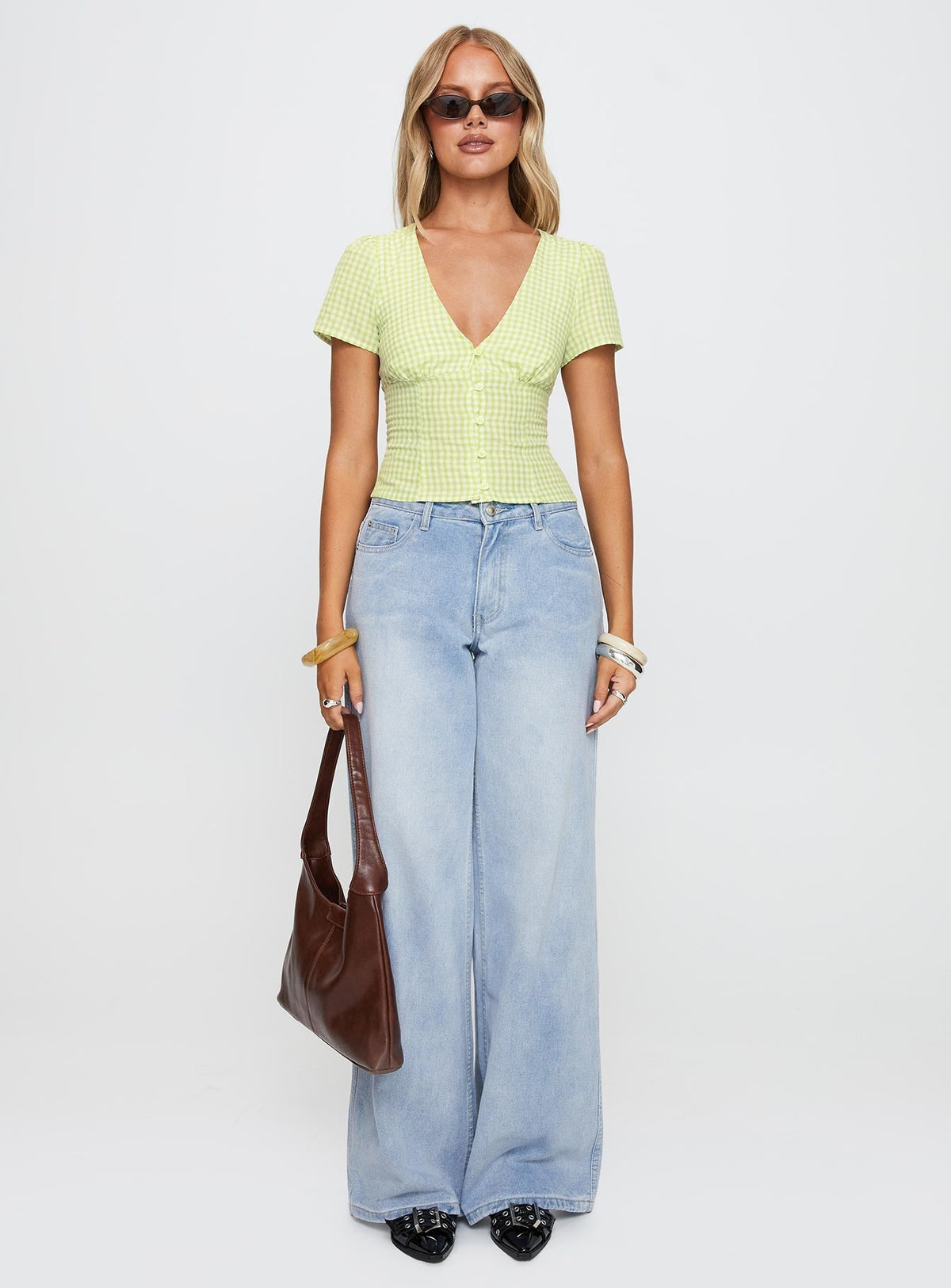Isolda Top Green Gingham