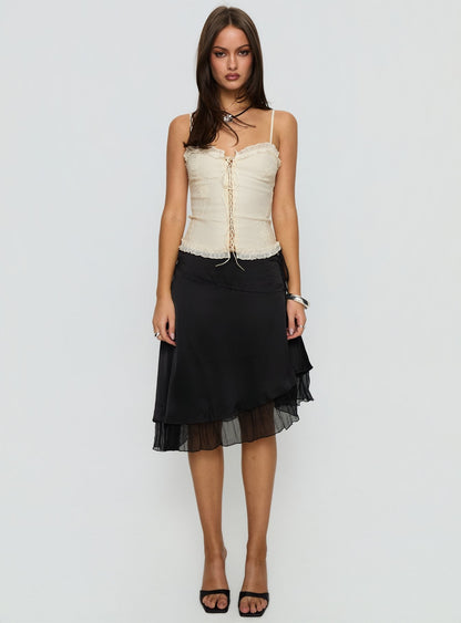 Rosemead Satin Midi Skirt Black