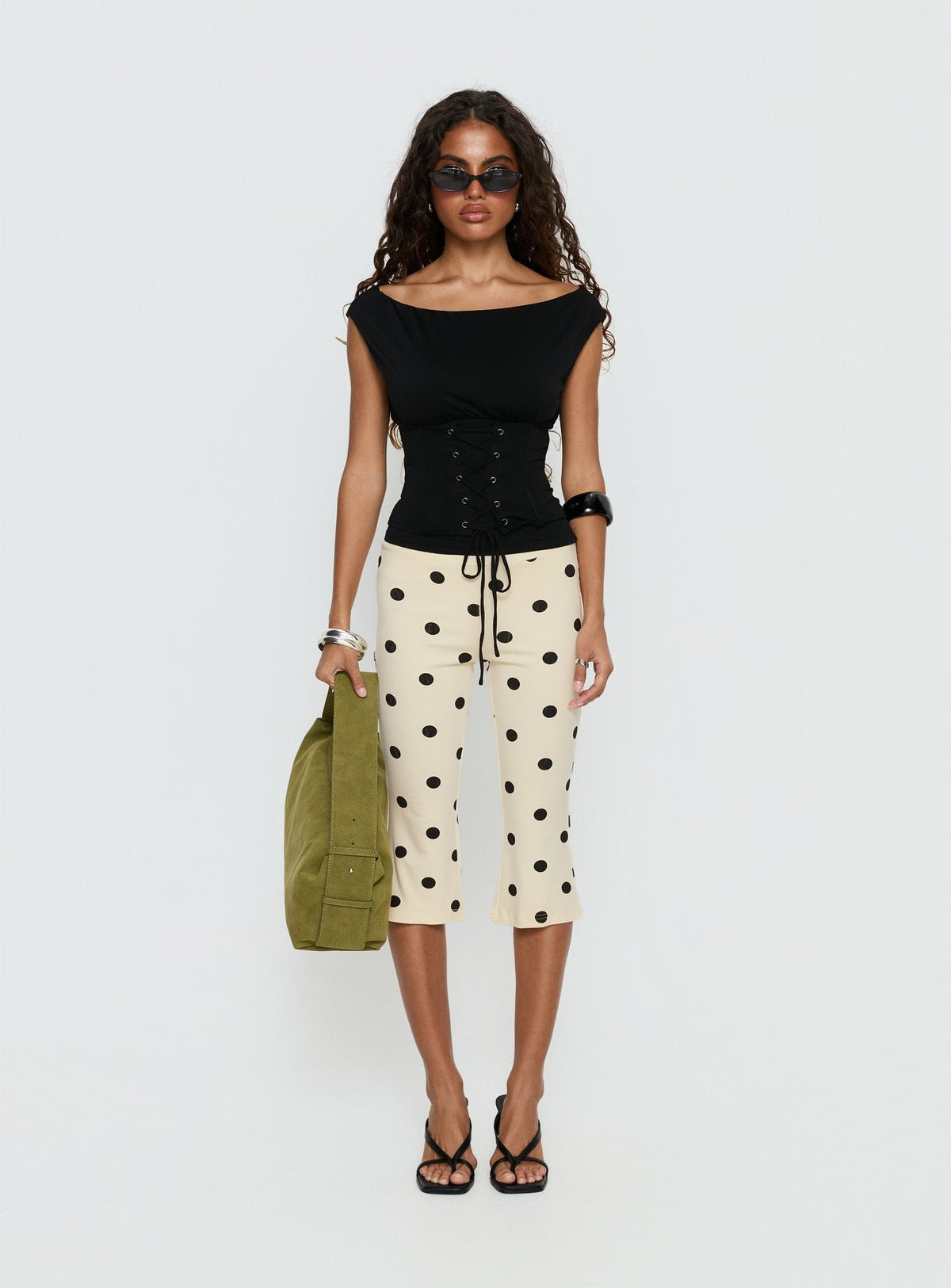 Samaira Capri Pant Cream Polka Dot