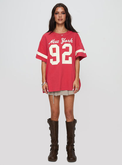 New York 95 Oversized Tee Red