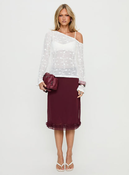 Rosette Frill Midi Skirt Currant