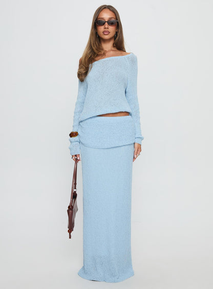 Ravira Wide Neck Knit Sweater Blue