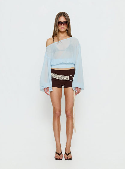 Idalina Slouchy Chiffon Top Blue