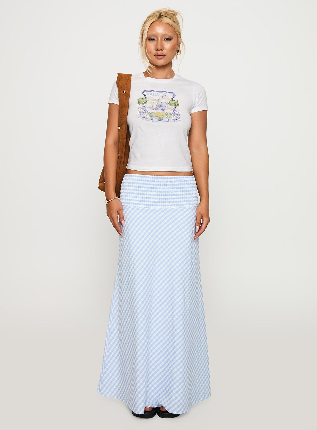 Italia Lemon Bow Graphic Top White