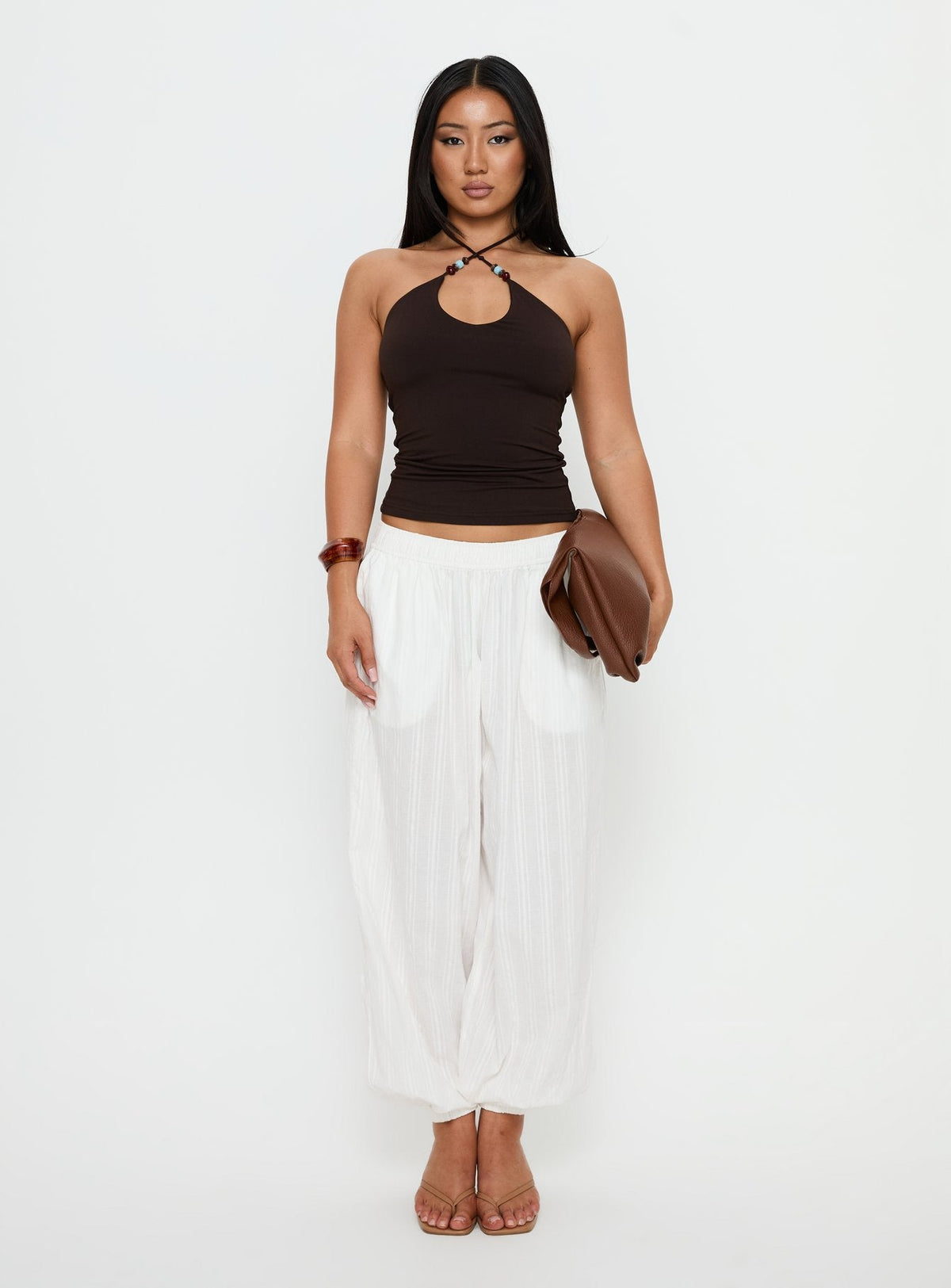 Manika Bead Detail Top Chocolate