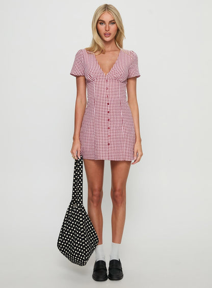 Loveliness Playsuit Red Check