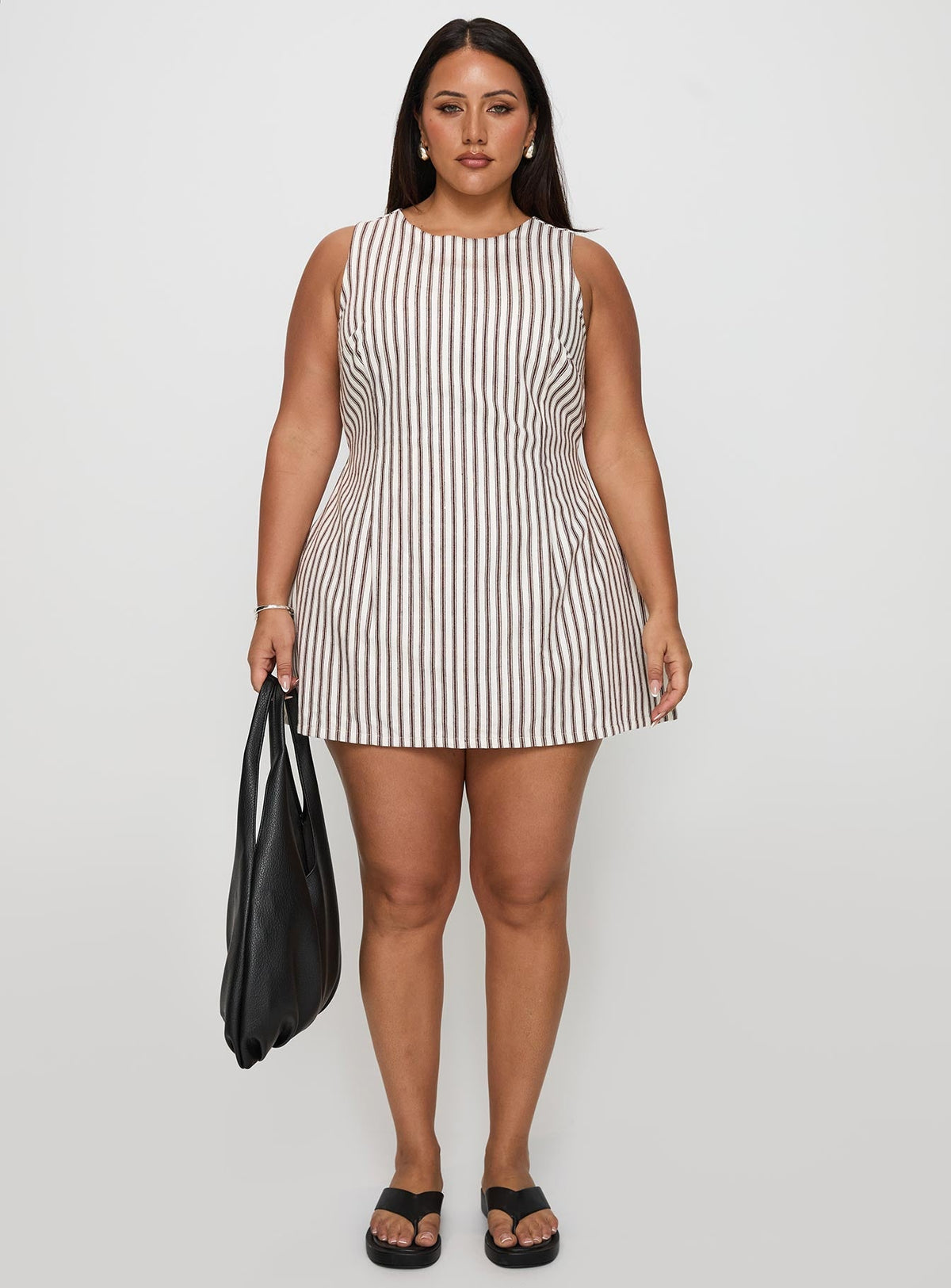 Yumiko Romper Brown Stripe Curve