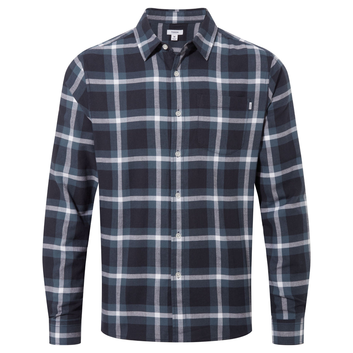 Bertram Mens Long Sleeve Cotton Flannel Shirt - Arctic Blue Check