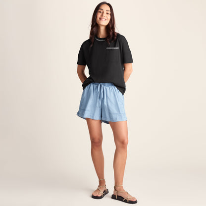 Laurie Womens 100% Cotton Supersoft Boxy Fit T-Shirt - Washed Black