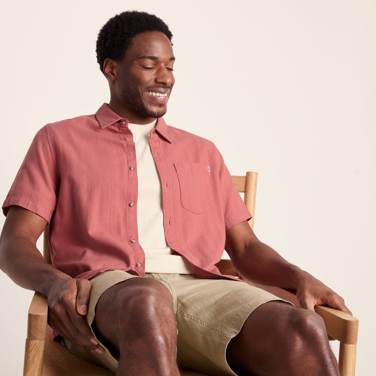 Preston Mens 100% Cotton Supersoft Short Sleeve Shirt - Redwood