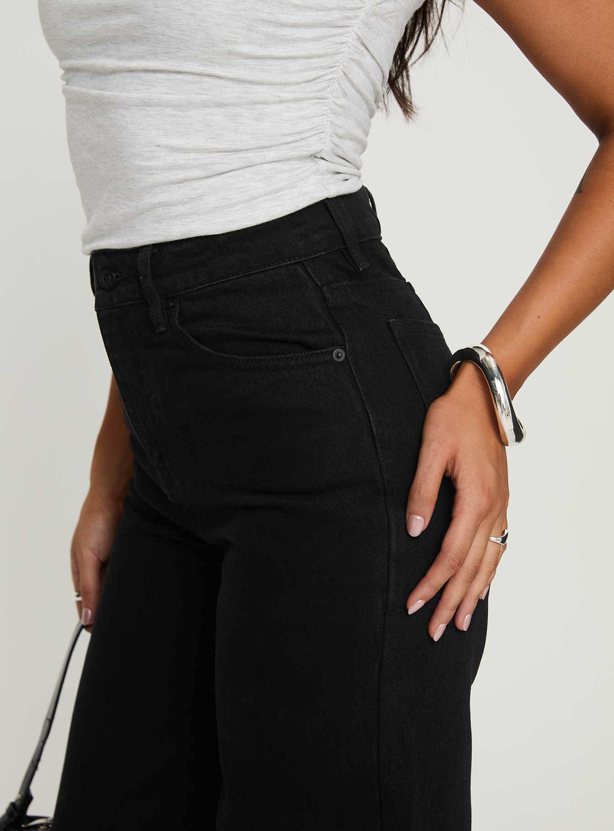 Goldie High Rise Wide Leg Jeans Black Petite