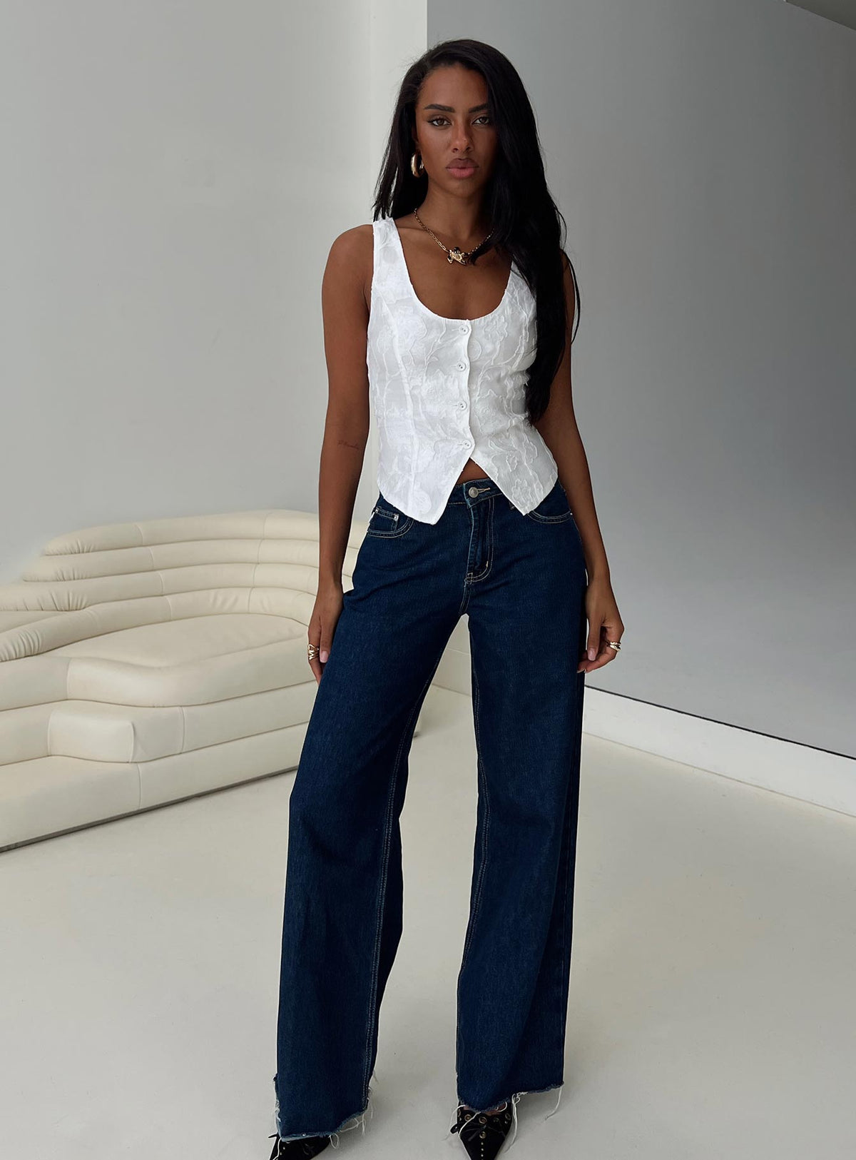 Breathless Embroidered Top White