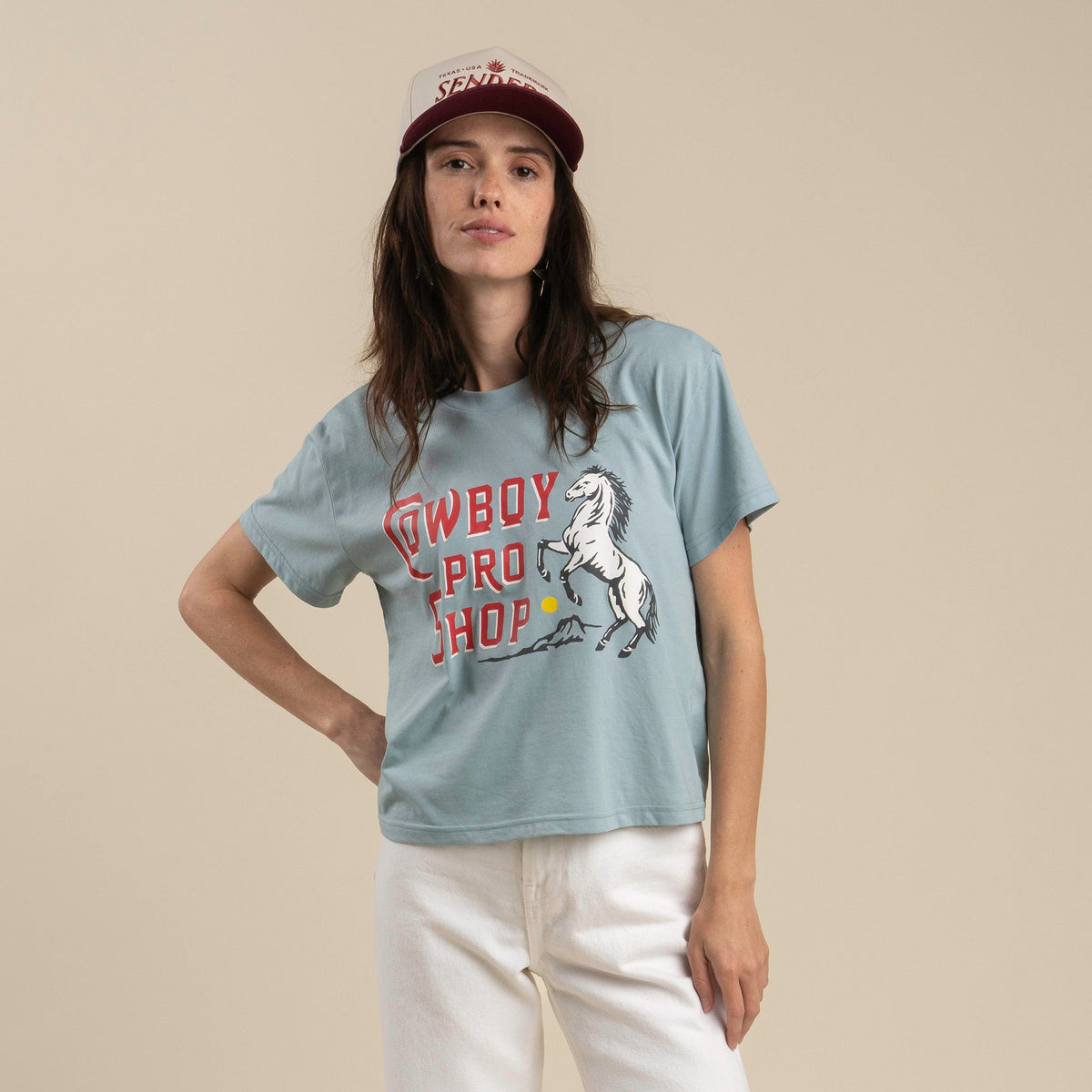 Cowboy Pro Shop Boxy Tee - Sterling Blue