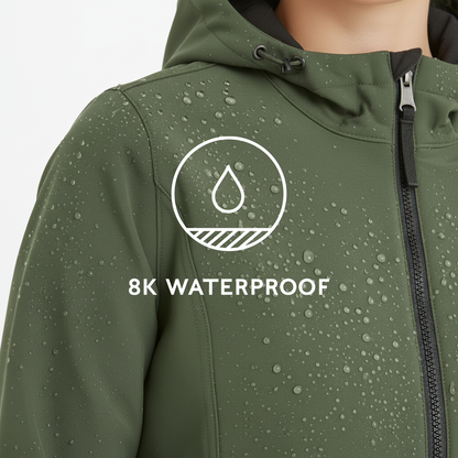 Enya Womens Longline Waterproof Softshell Jacket - Dark Green