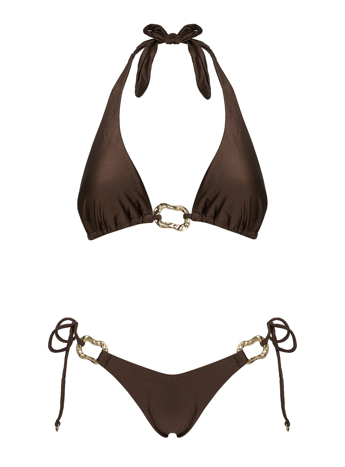 Fianna Halter Hardware Bikini Top Brown