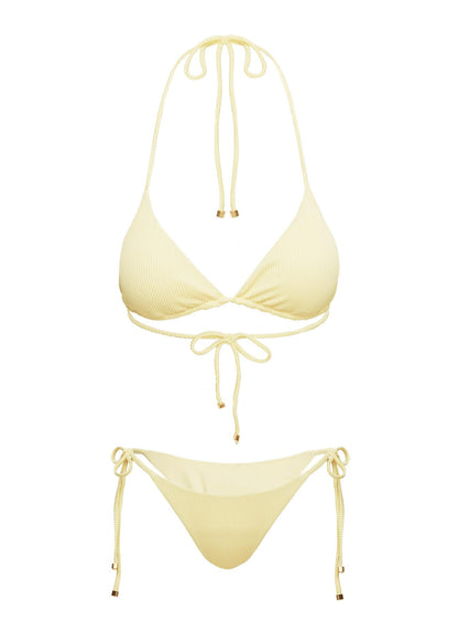 Nevaeh Ribbed Triangle Bikini Top Yellow