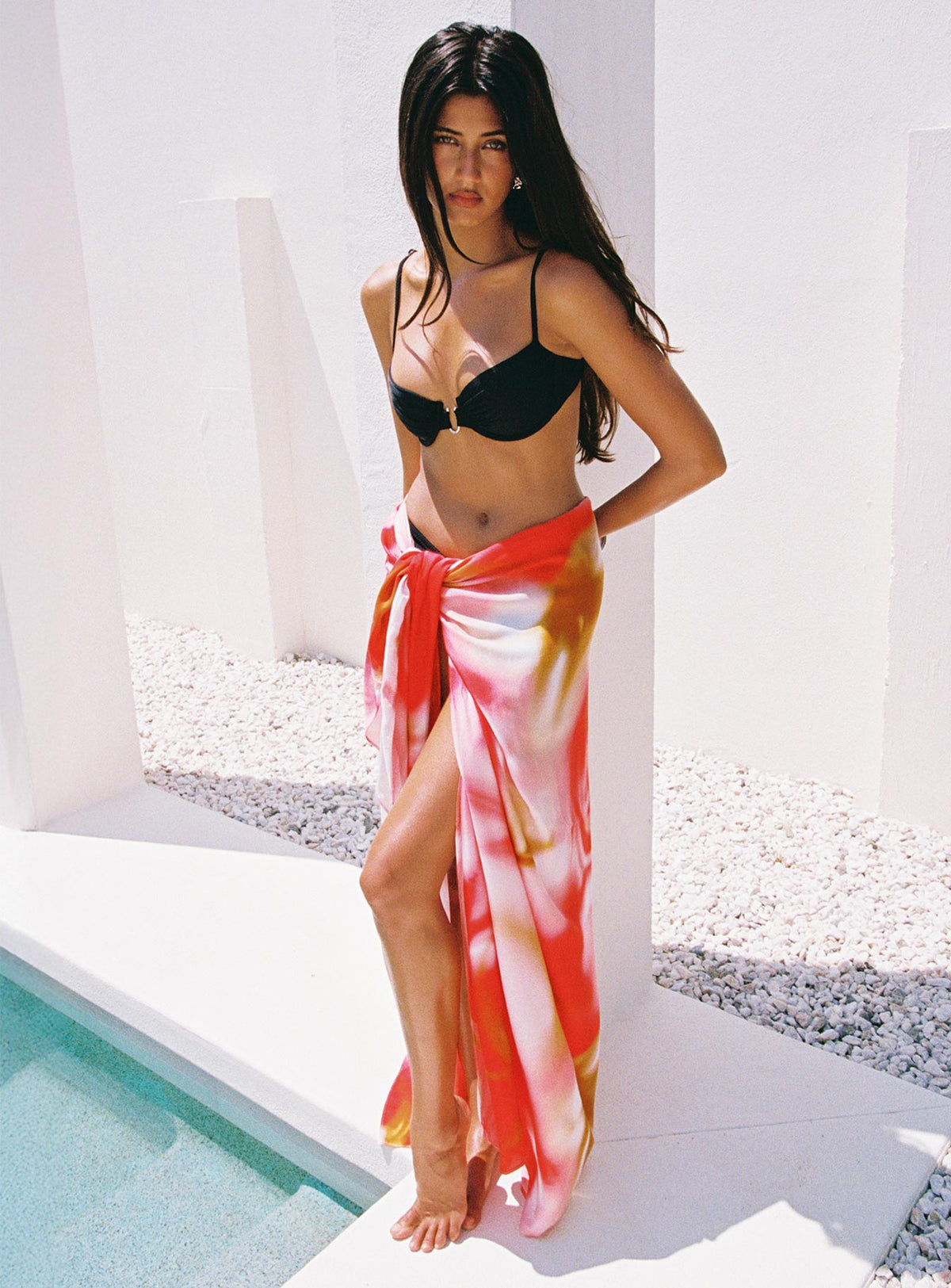 Illuminated Wrap Sarong Red Floral