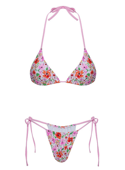 Jenner Triangle Bikini Top Pink Floral Multi