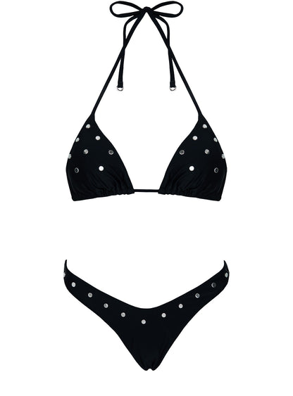 Jenner Triangle Studded Bikini Top Black