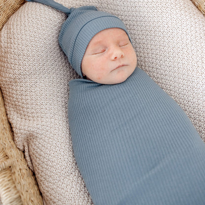 Rib Knit Swaddle Blanket - Atlantic