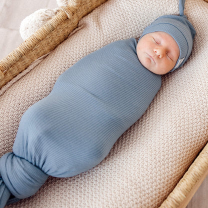 Rib Knit Swaddle Blanket - Atlantic
