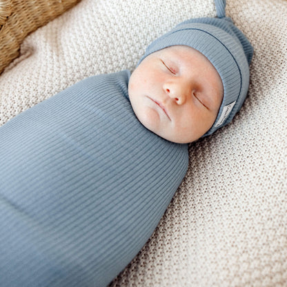 Rib Knit Swaddle Blanket - Atlantic