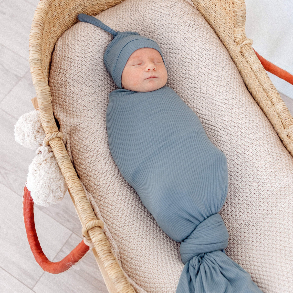 Rib Knit Swaddle Blanket - Atlantic