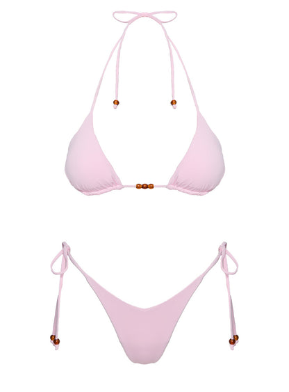 Glora Tie Side Beaded Bikini Bottom Pink
