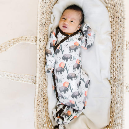 Newborn Knotted Gown - Bison