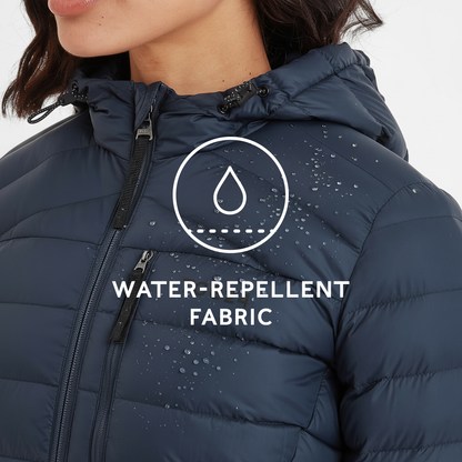 North Womens RDS Certified Down Hooded Jacket - Dark Indigo