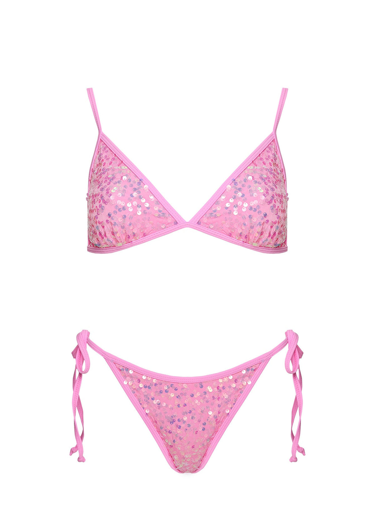 Passiona Sequin Tie Side Bikini Bottom Pink