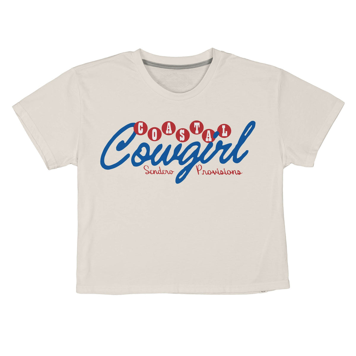 Coastal Cowgirl Boxy Tee - Vintage White/Blue Print
