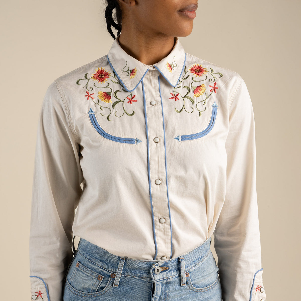 The Betsy Western Shirt - Cream