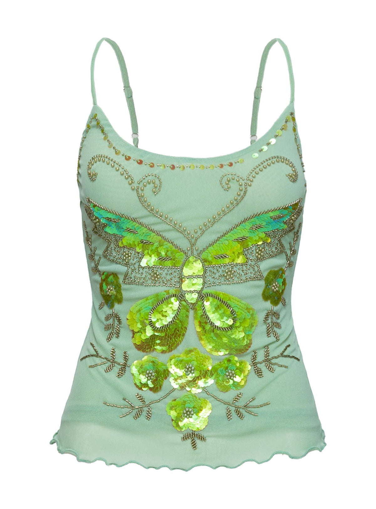 Start Of Summer Sequin Top Green
