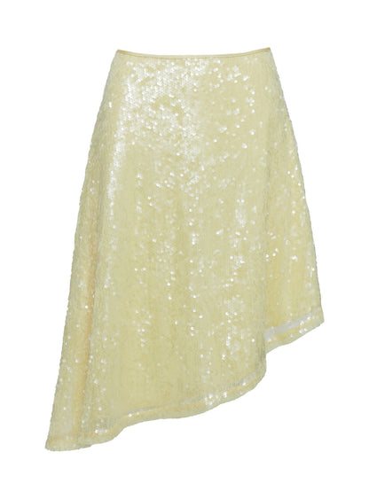 Sun Salutations Asymmetrical Midi Skirt Yellow