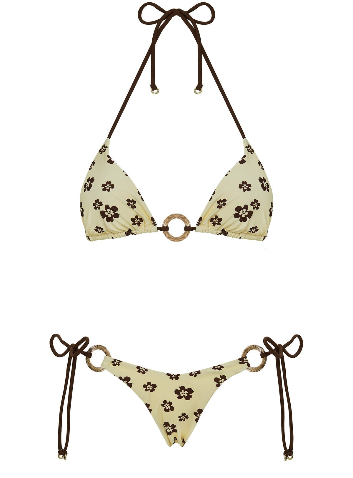 Sunburner Hardware Triangle Bikini Top Yellow / Brown