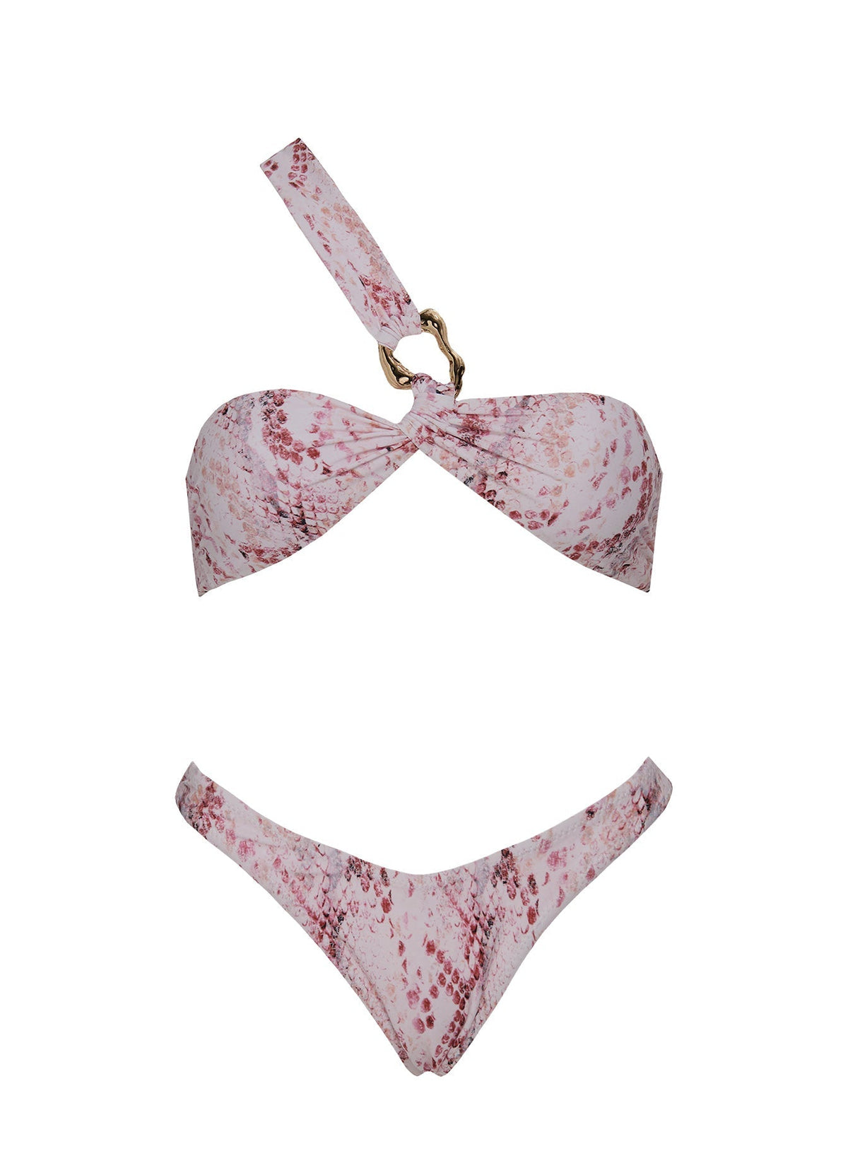 Ellie High Cut Glitter Bikini Bottoms Pink Snake