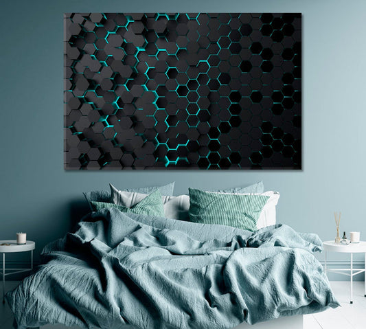Abstract Hexagonal Technology Wall Art Decor Canvas Printing-1Panel - BlueArtDecor