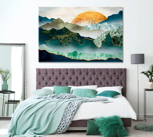 Abstract Mountains at Sunset Wall Art Decor Frame Canvas Printing-1Panels