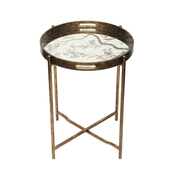 Antique gold and mirror top side table. Super Value item-Renaissance Design Studio