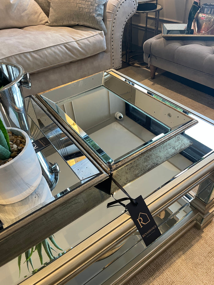 Astoria Mirrored Tray With Antiqued Glass-Renaissance Design Studio
