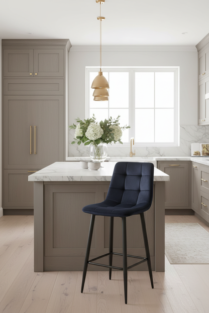Bella Velvet Counter Stool Deep dark Blue set of 2 Last set available ! Half price-Counter Stools-Renaissance Design Studio