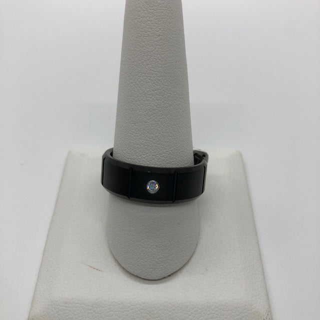Black Titanium Ring with a CZ
