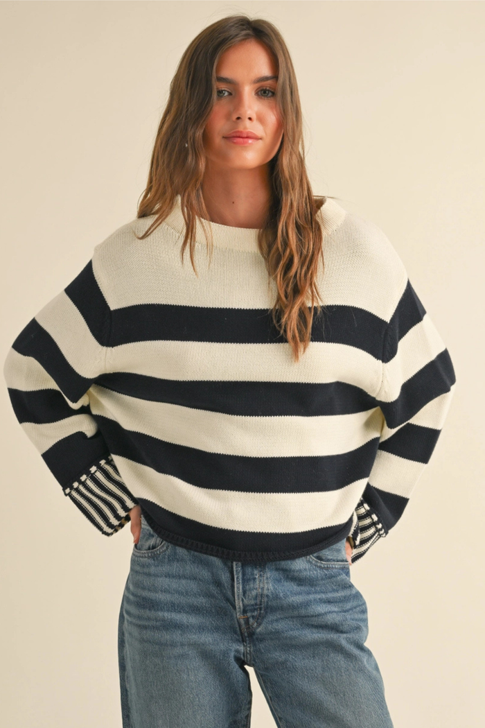 Black/White Striped Sweater Top